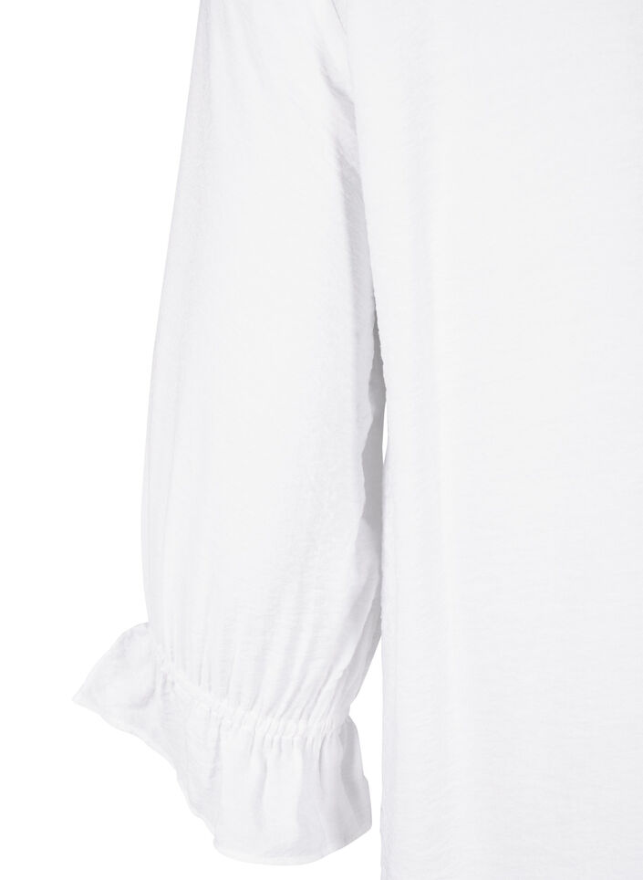 Chemise longue en viscose avec détail en dentelle, Bright White, Packshot image number 3