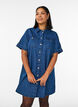 Denimkleid mit kurzen &Auml;rmeln und Kn&ouml;pfen, Blau, Model image number 0