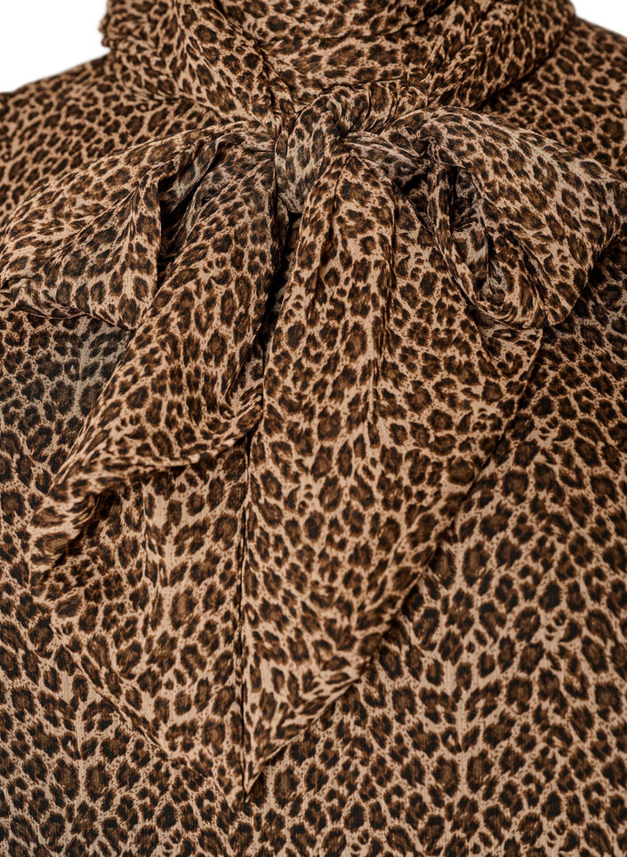 &Auml;rmellose, hochgeschlossene Bluse mit Schleife, Braun, Packshot image number 2