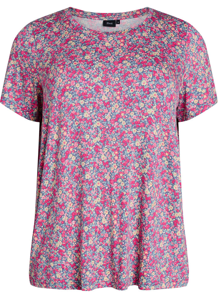 T-Shirt mit floralem Print, Pink, Packshot image number 0