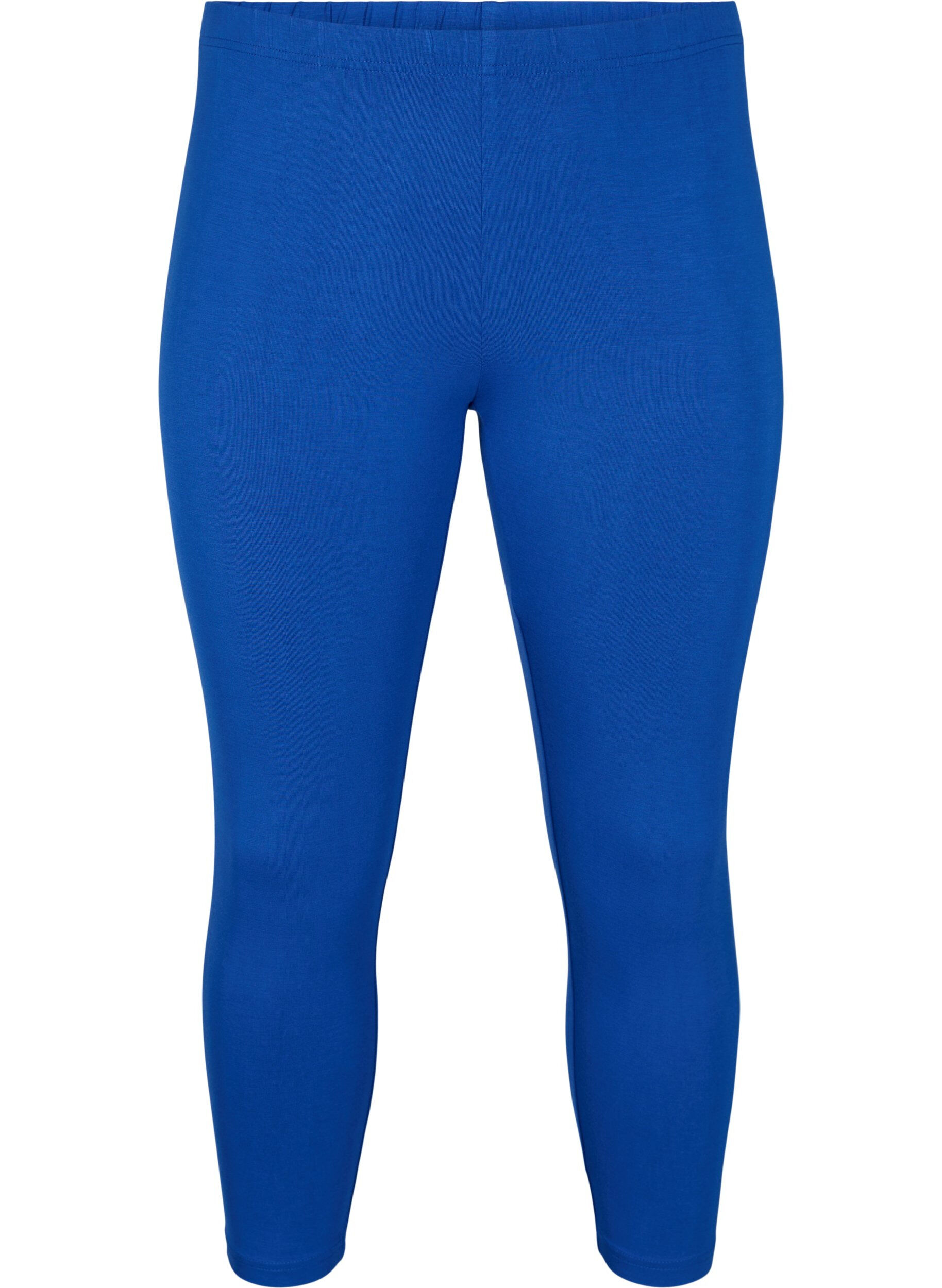 Zizzi Leggings basiques longueur 3/4 en viscose, Bleu, Packshot image number 0