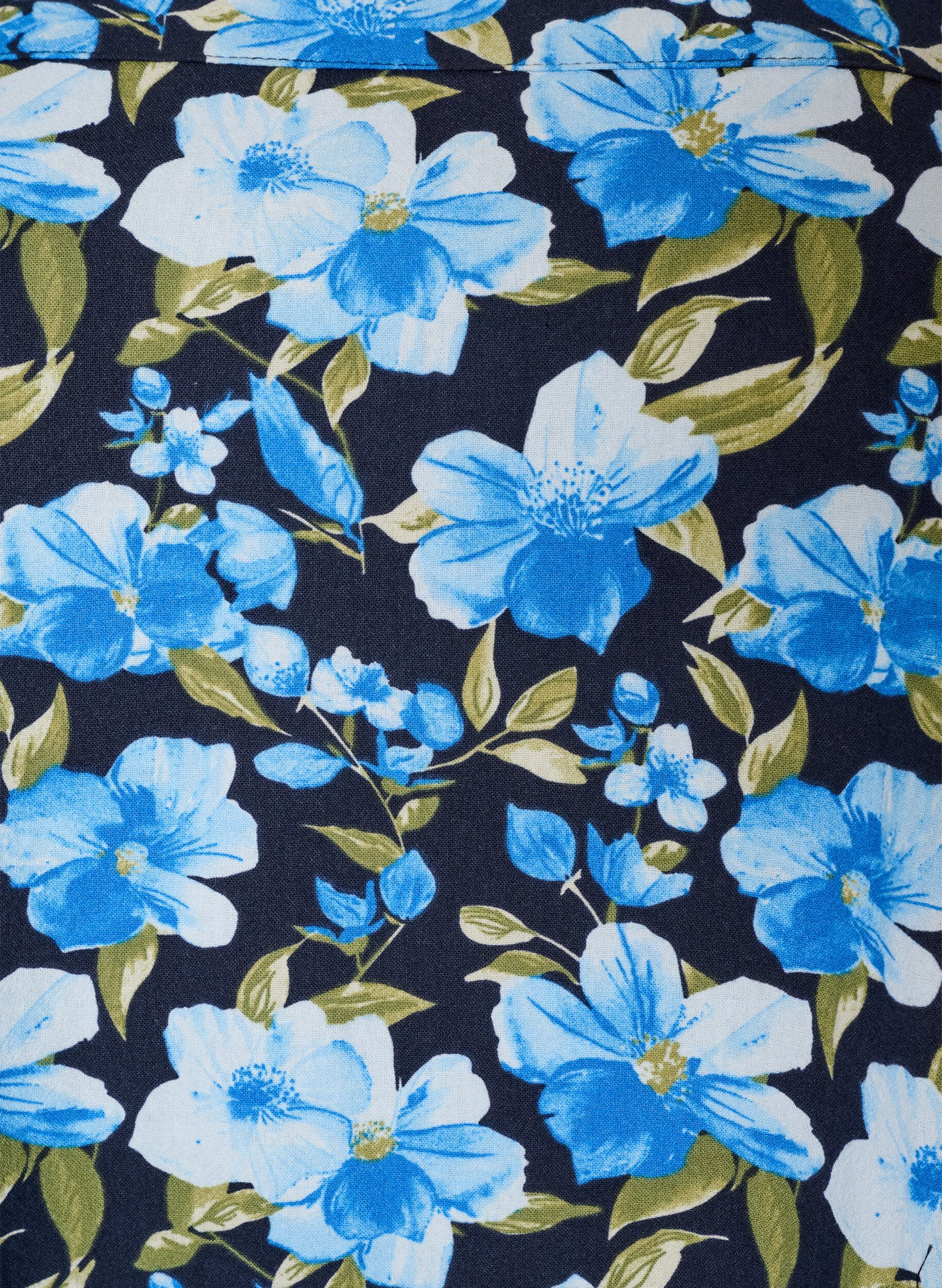 ZizziKurzarm Baumwollkleid mit Print, Blau, Packshot image number 2