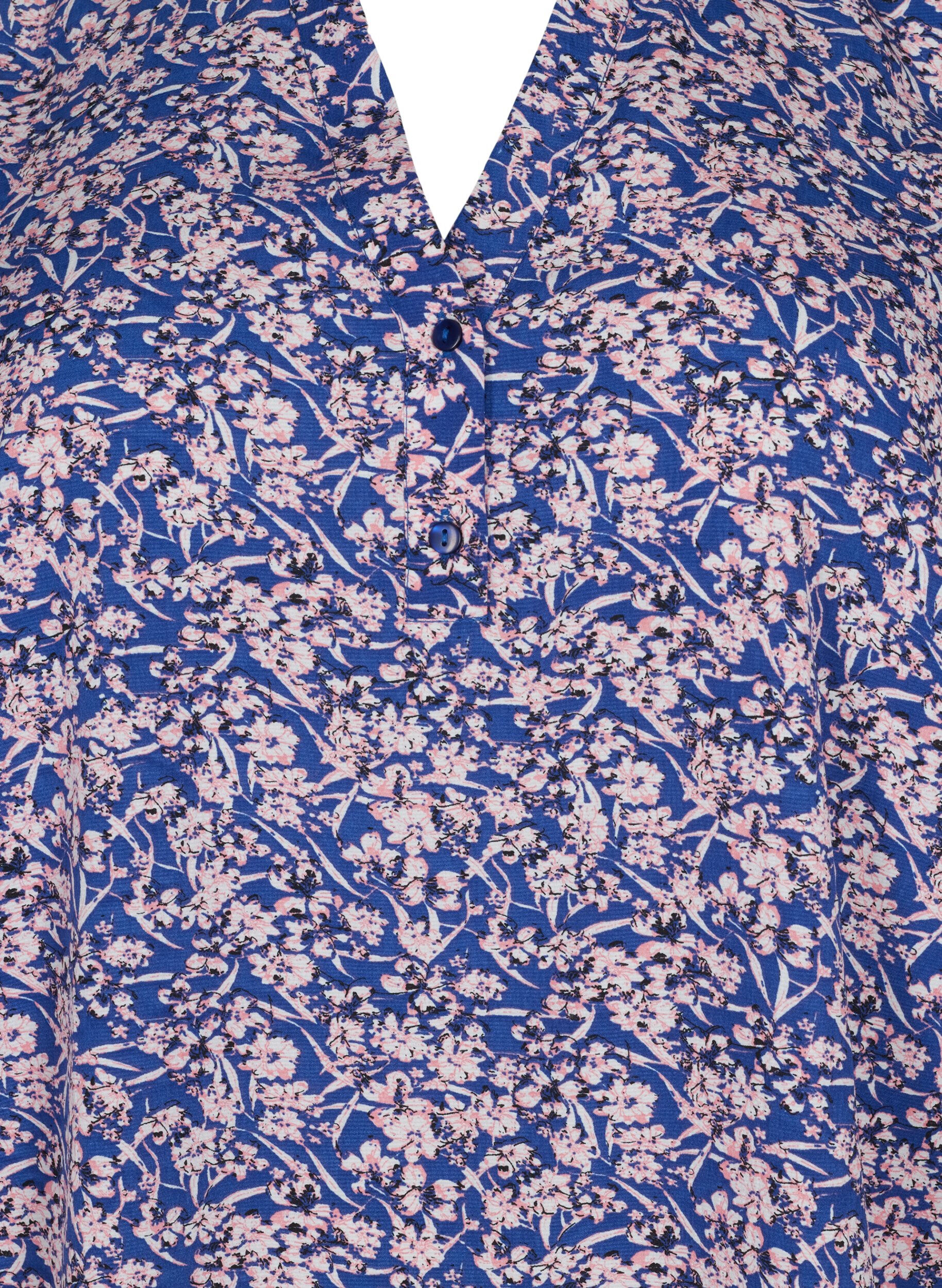 Zizzi FLASH - Lang&auml;rmelige Bluse mit Print, Strong Blue Flower, Packshot image number 2