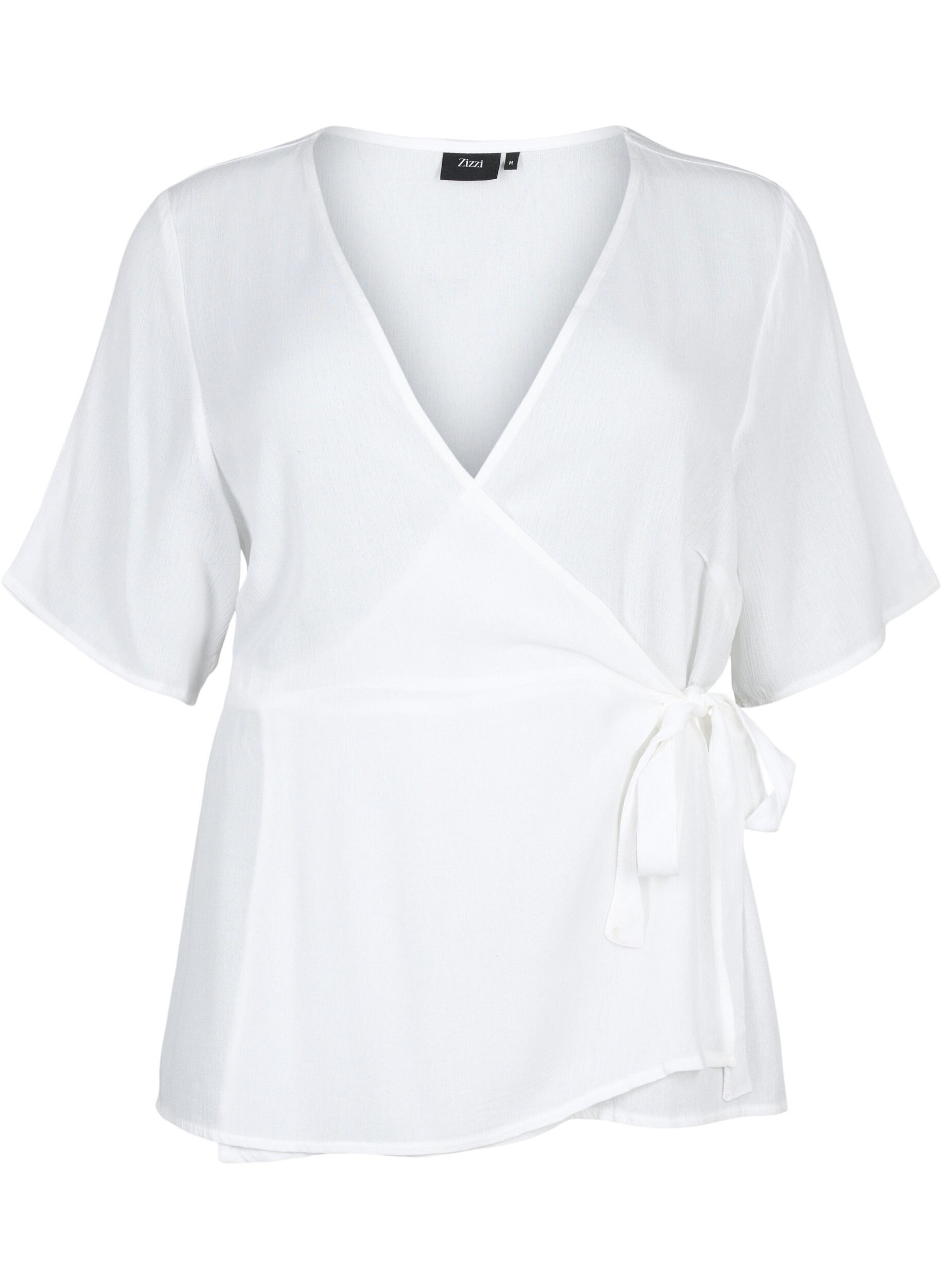 Zizzi Blouse en viscose cache-c&oelig;ur, Bright White, Packshot image number 0