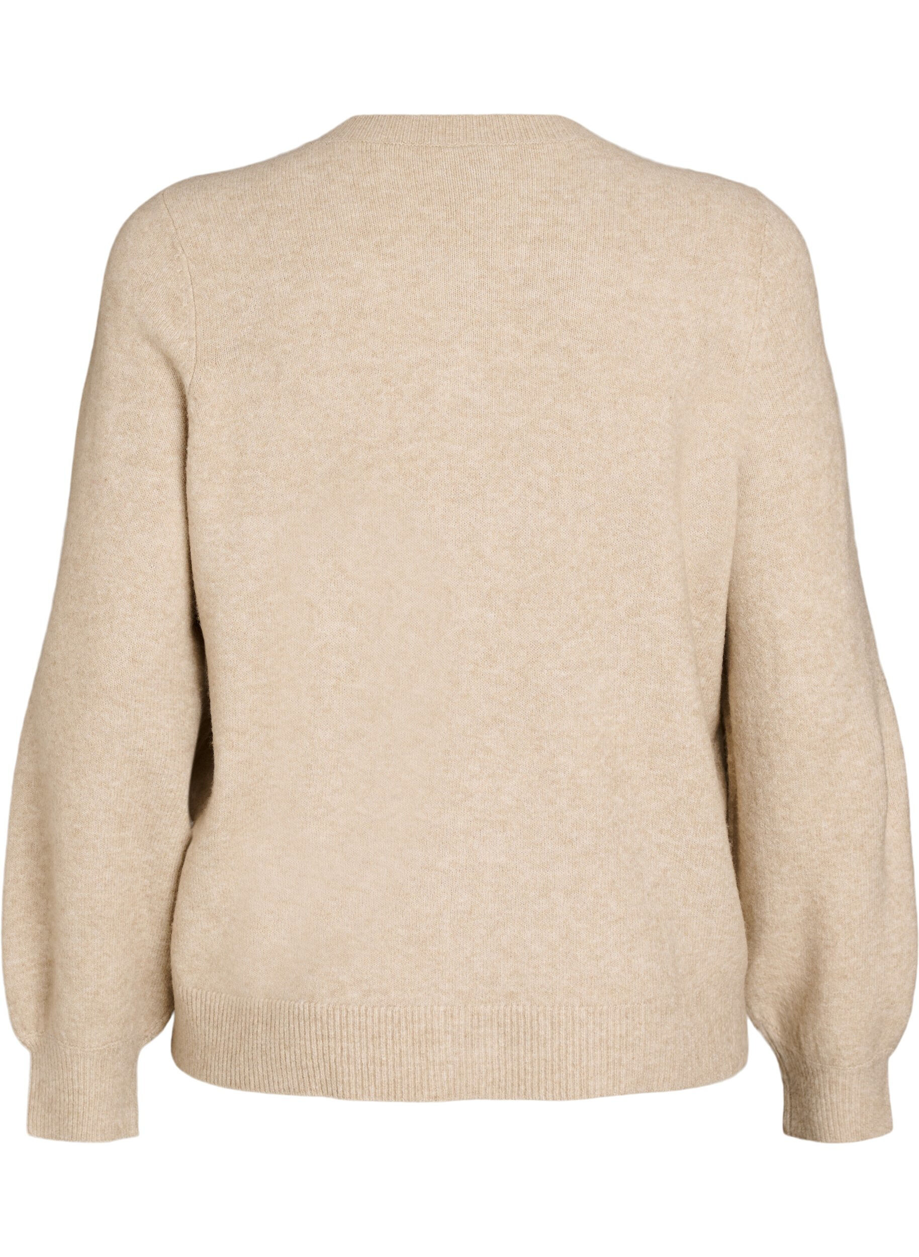 Zizzi Strickjacke aus weichem Strick mit goldfarbenen Kn&ouml;pfen, Beige, Packshot image number 1