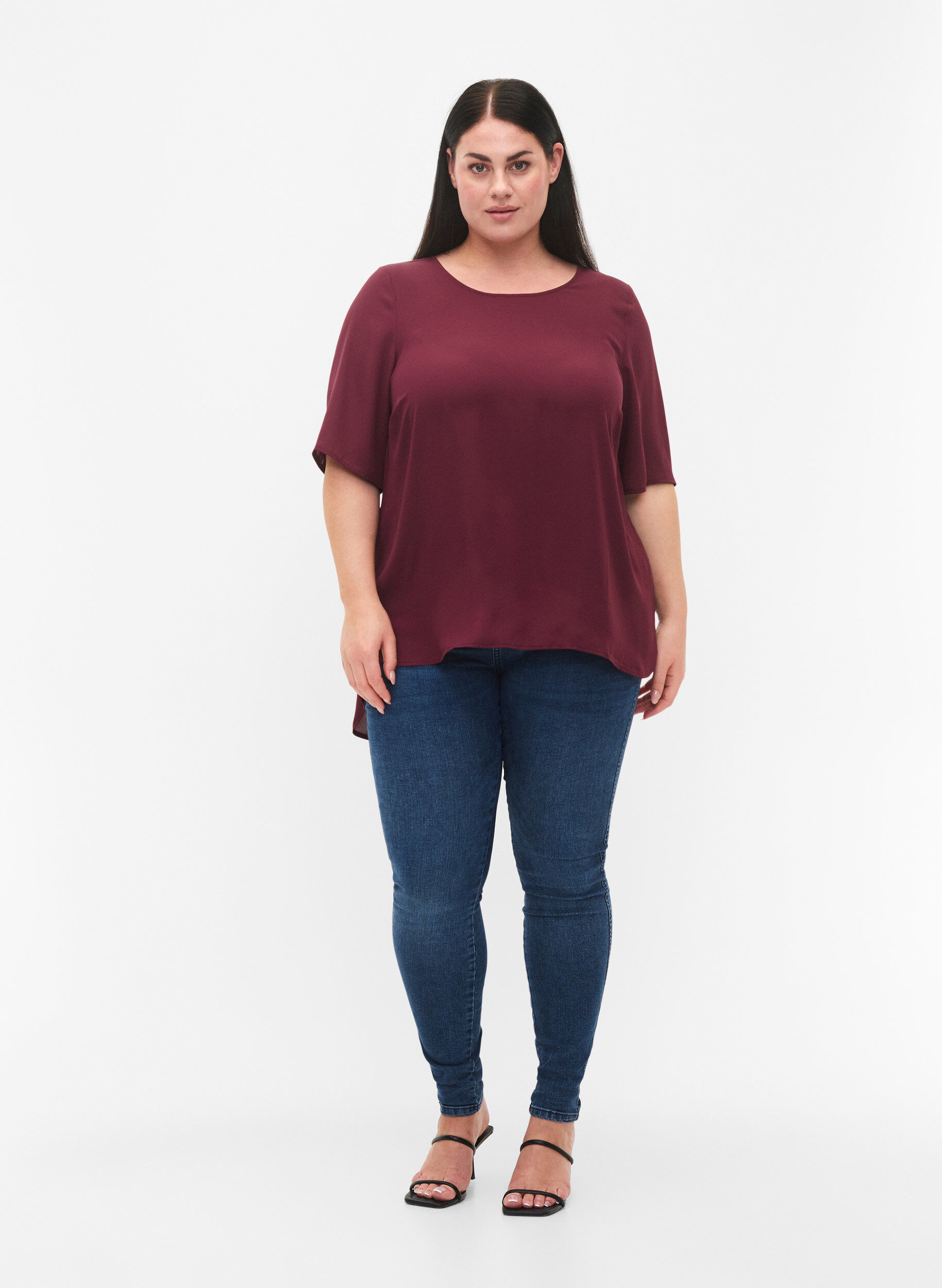 Zizzi Bluse mit Kreuzdetail auf der R&uuml;ckseite, Port Royal, Model image number 2