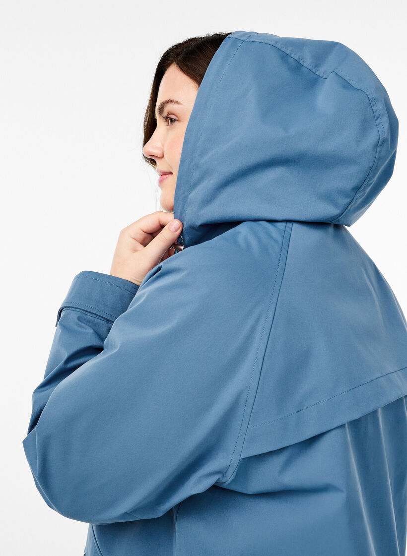 Kurze Frühlingsjacke mit abnehmbarer Kapuze, Blau, Model image number 3