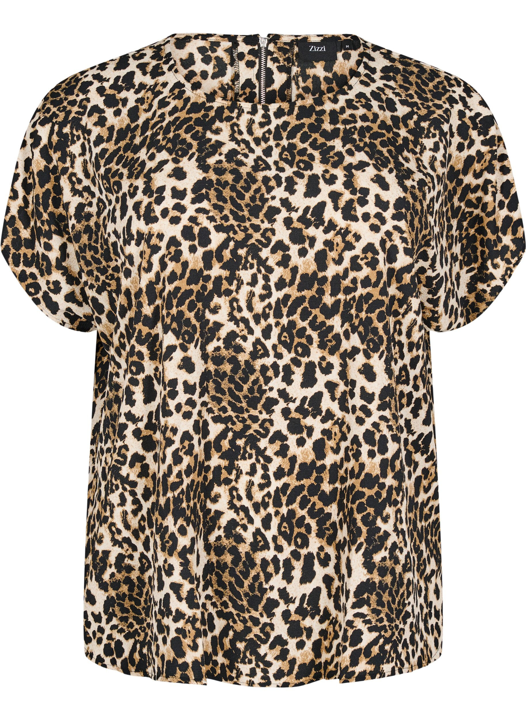 Zizzi Bluse mit kurzem Arm und Leopardenmuster, Leopard AOP, Packshot image number 0