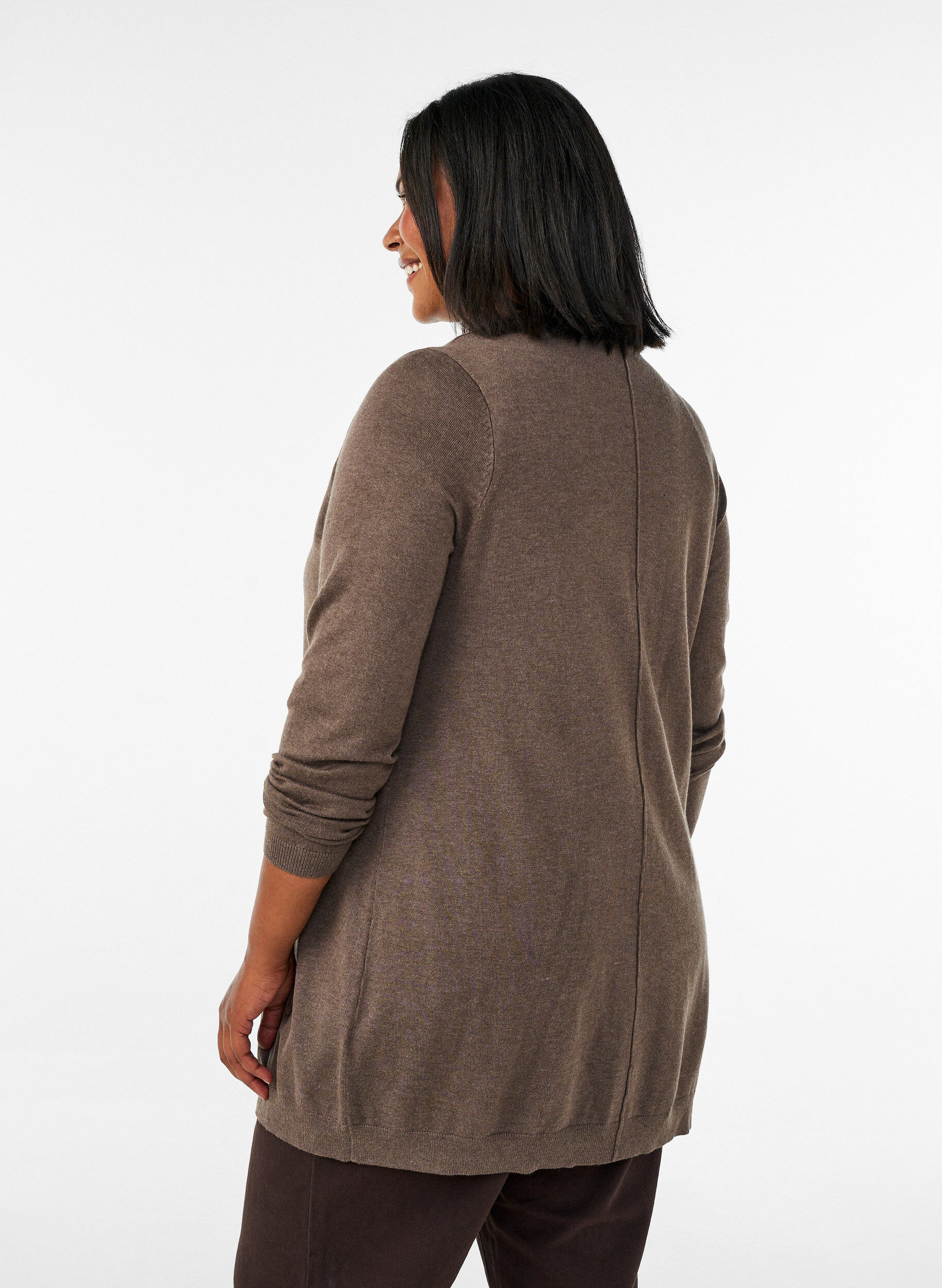 ZizziLange Strickjacke aus einer Viskosemischung, Braun, Model image number 2