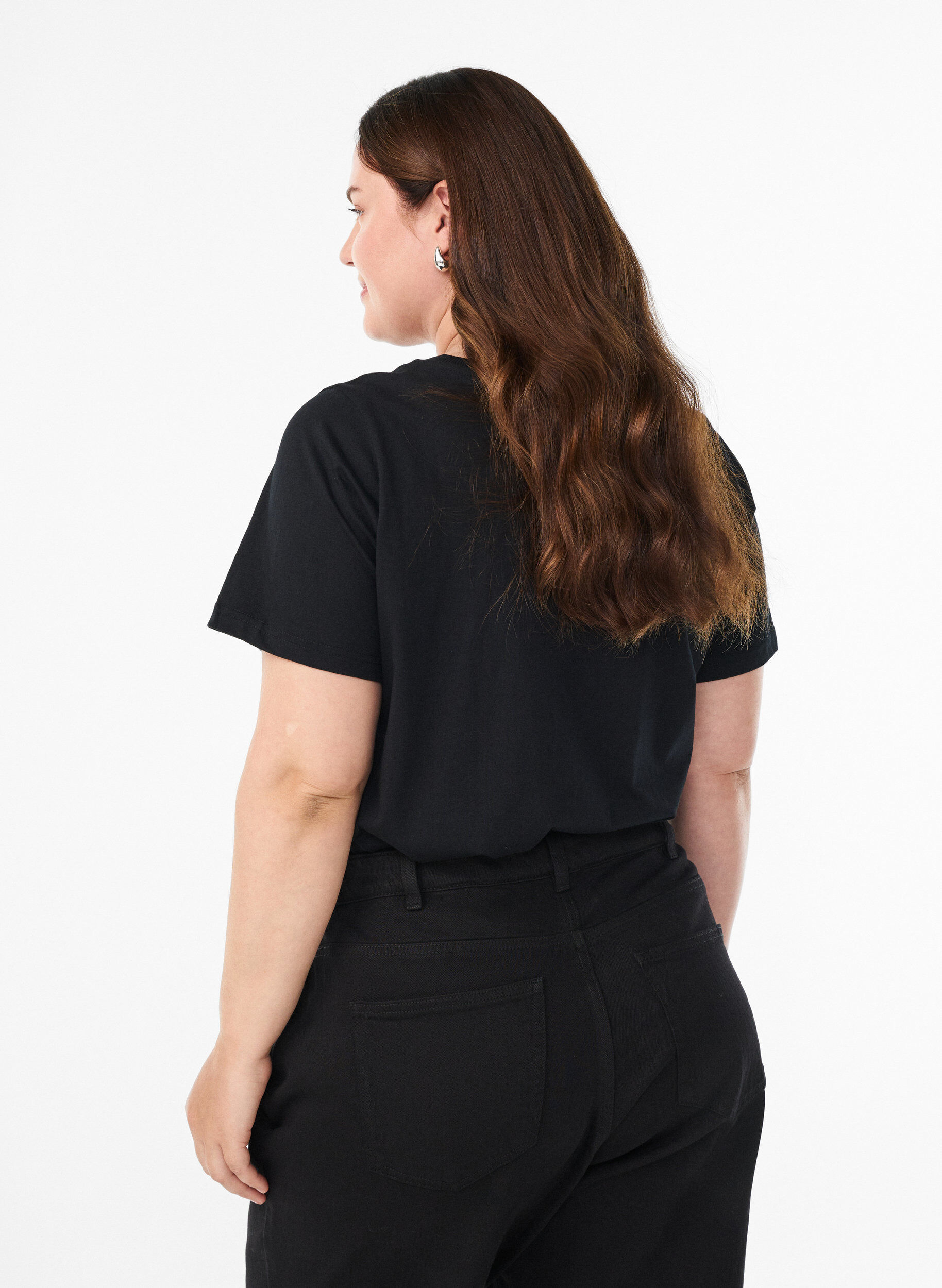 Zizzi Weihnachts-T-Shirt aus Bio-Baumwolle, Schwarz, Model image number 2