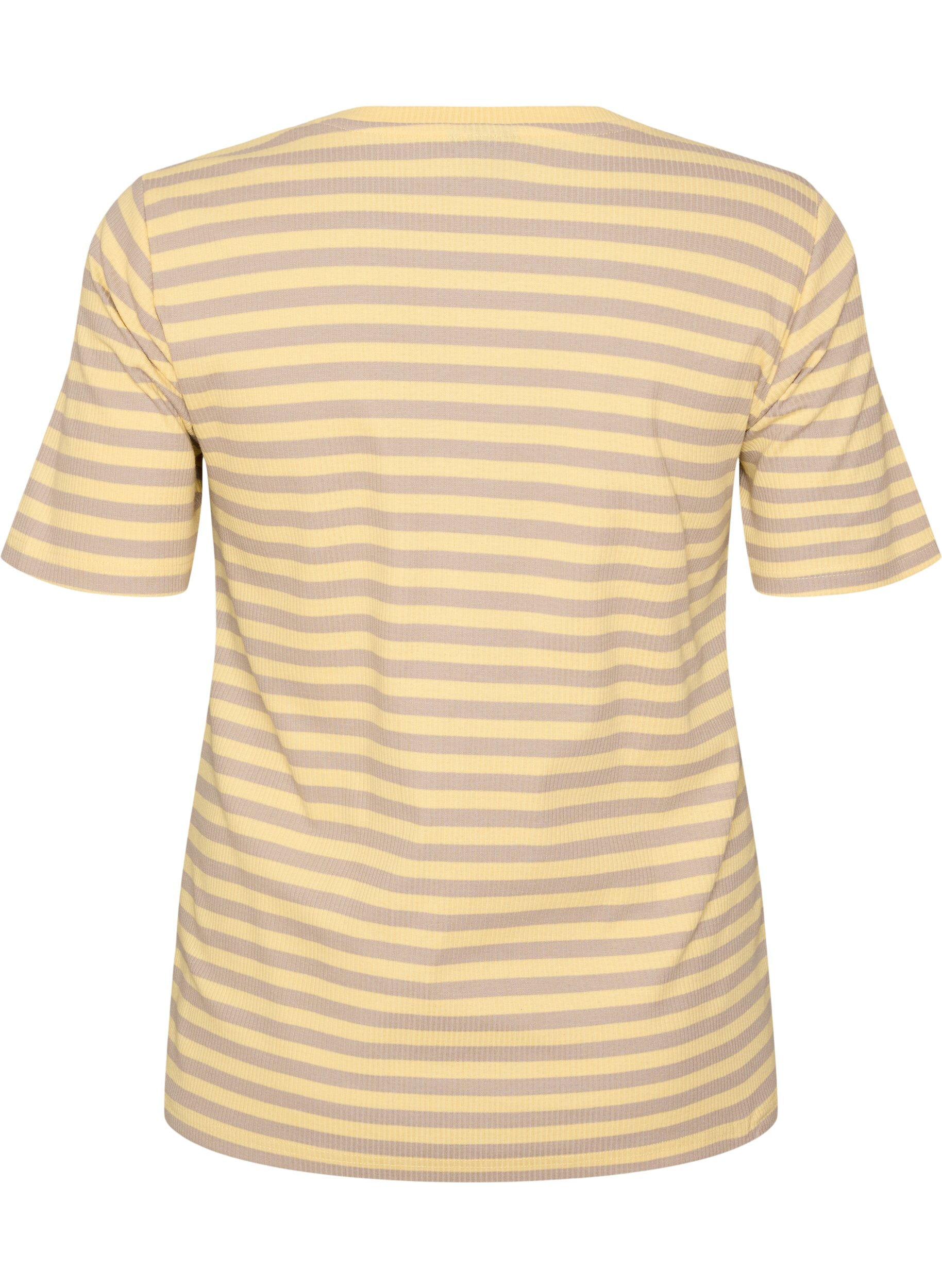 ZizziT-shirt ray&eacute; &agrave; texture c&ocirc;tel&eacute;e, Jaune, Packshot image number 1