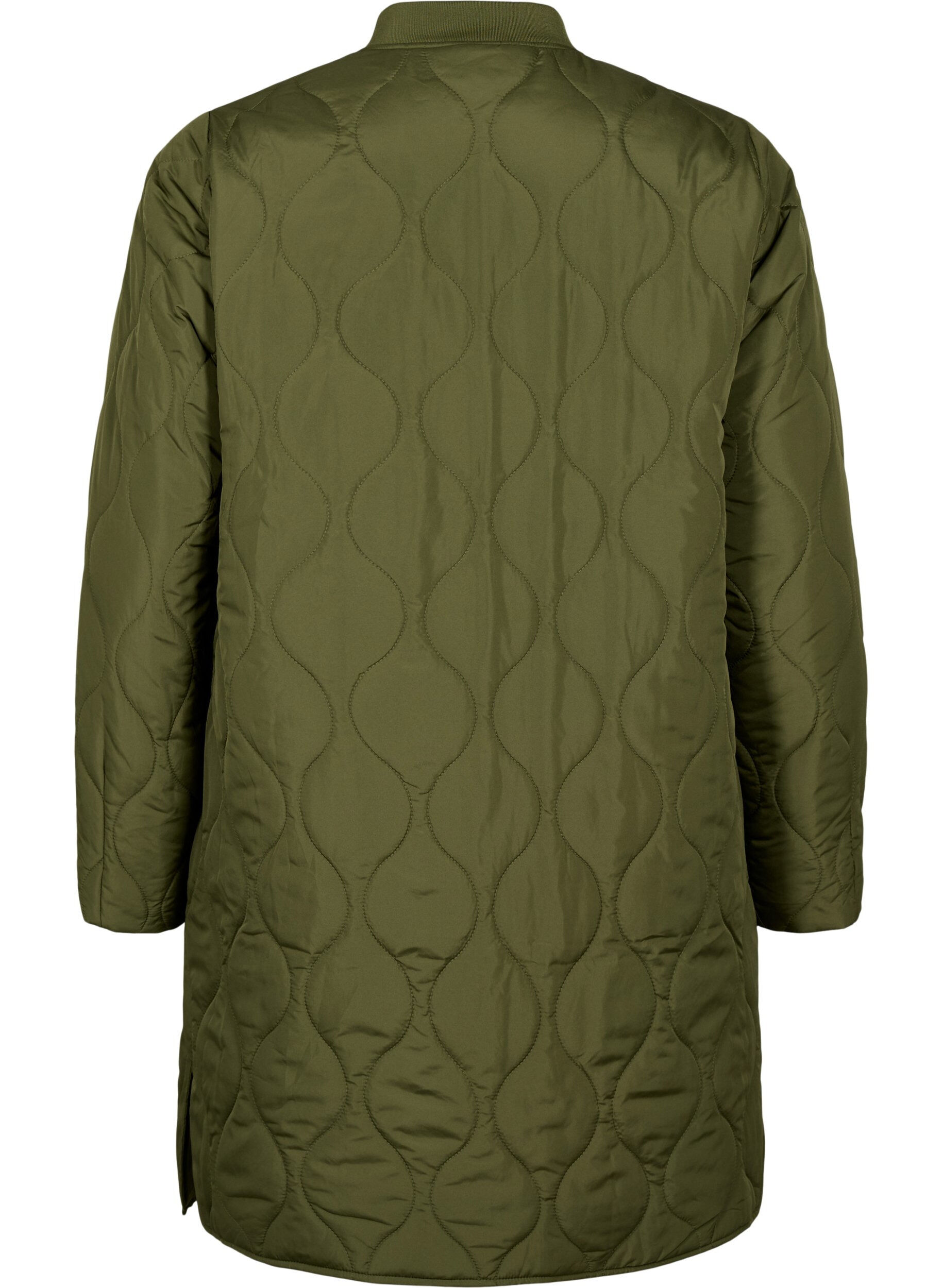 Zizzi Lange gef&uuml;tterte Jacke mit Taschen und Rei&szlig;verschluss, Winter Moss, Packshot image number 1