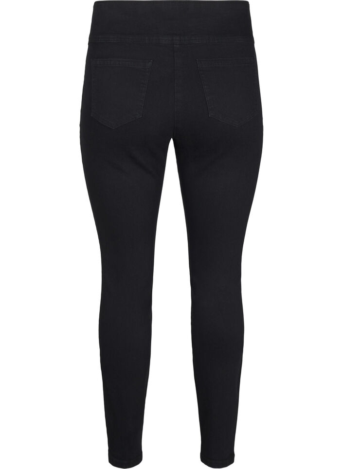 Elastische Jeggings mit hoher Taille, Schwarz, Packshot image number 1