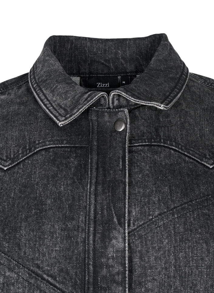 Veste en jean avec fermeture éclair cachée, Dark Grey Denim, Packshot image number 3