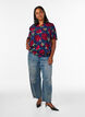 Bluse aus Viskose mit Blumenprint und Ballonform, Blau, Model image number 1