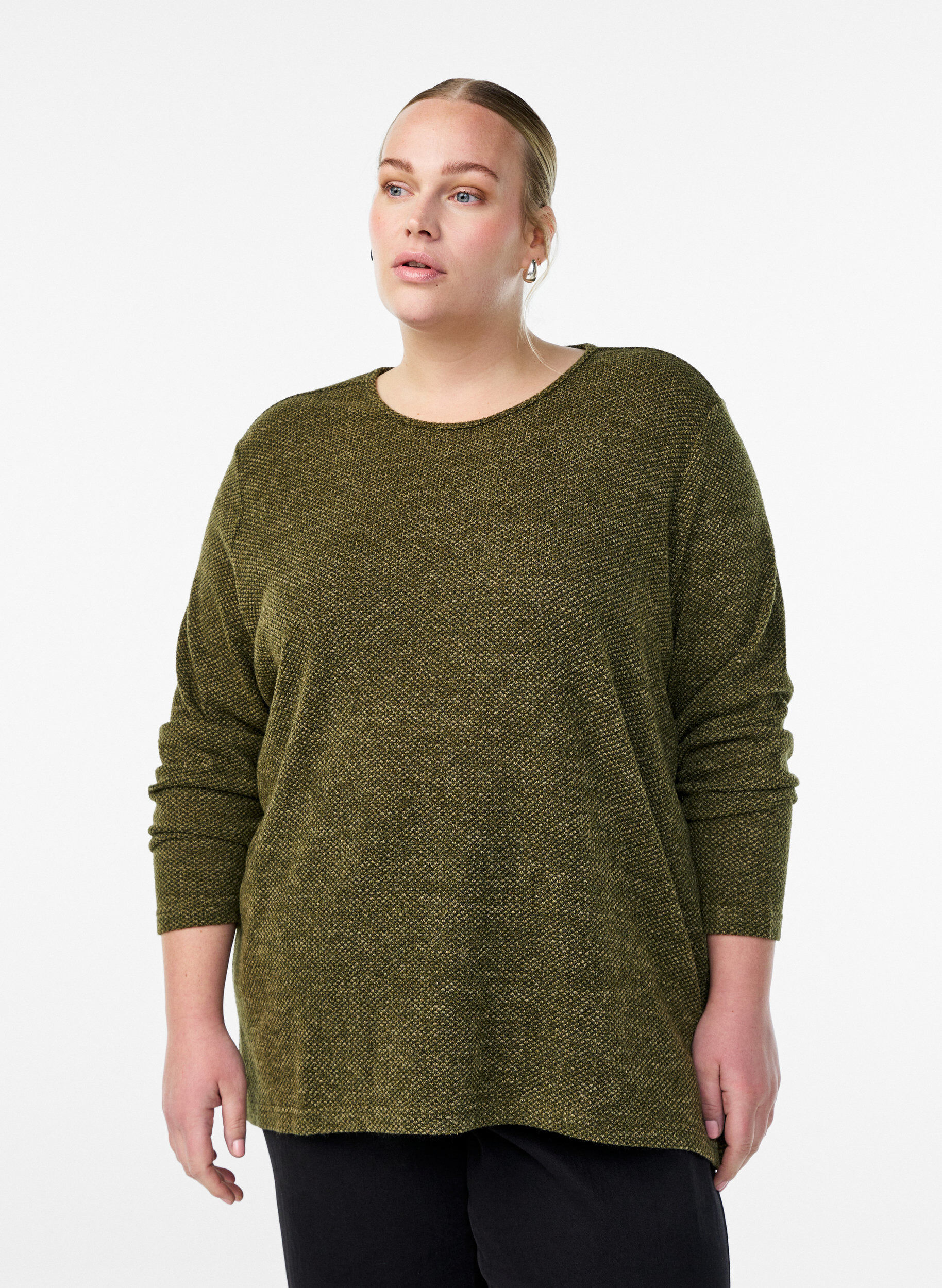 ZizziLang&auml;rmelige Bluse mit Struktur, Gr&uuml;n, Model image number 0