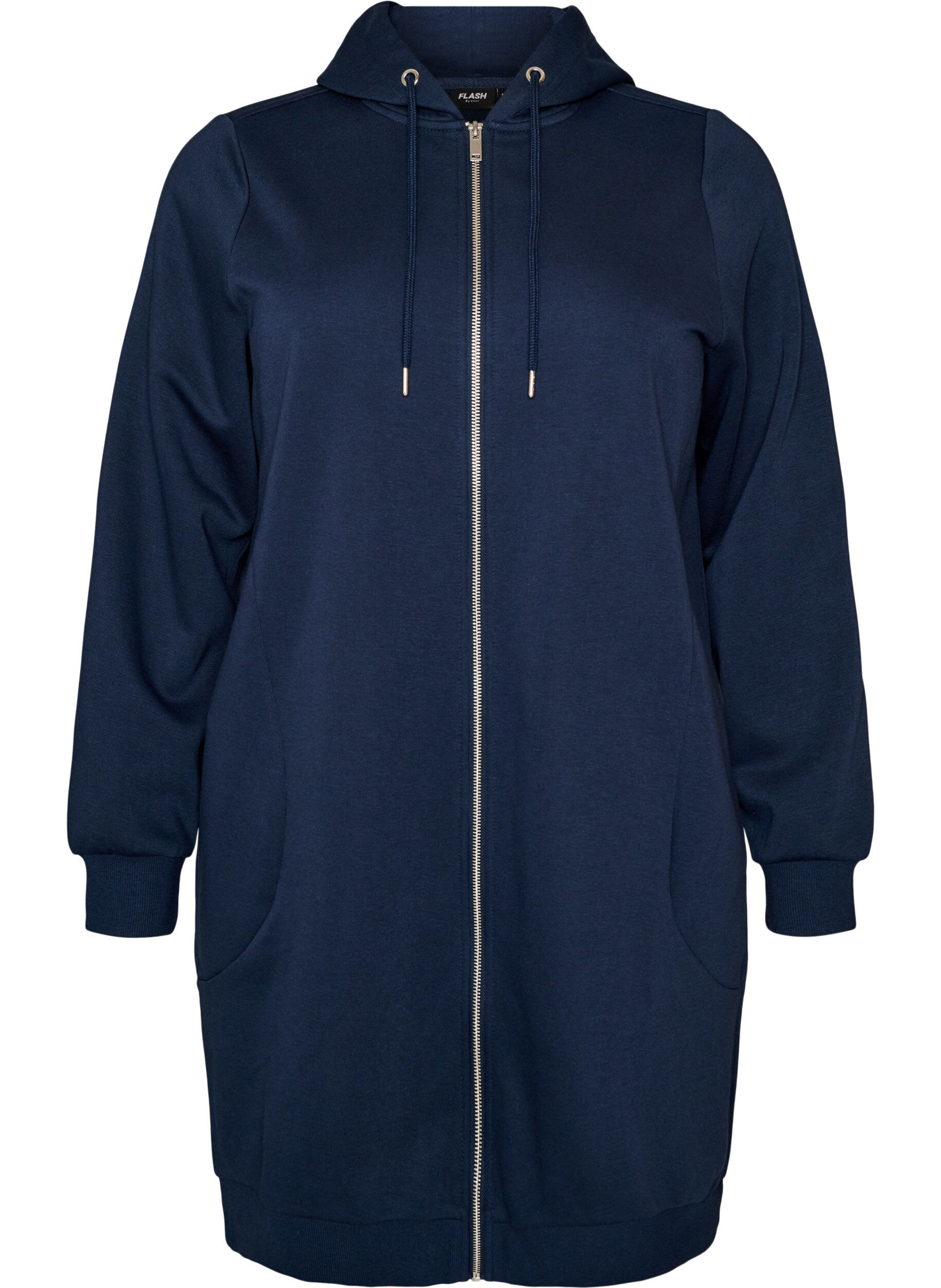 ZizziSweat &agrave; capuche long avec zip et poches, Bleu, Packshot image number 0
