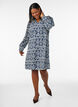 Robe imprim&eacute;e en viscose &agrave; manches longues, Bleu, Model image number 1