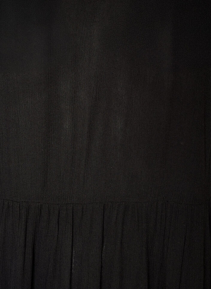 Midikleid aus Viskose mit R&uuml;schen&auml;rmeln, Schwarz, Packshot image number 2