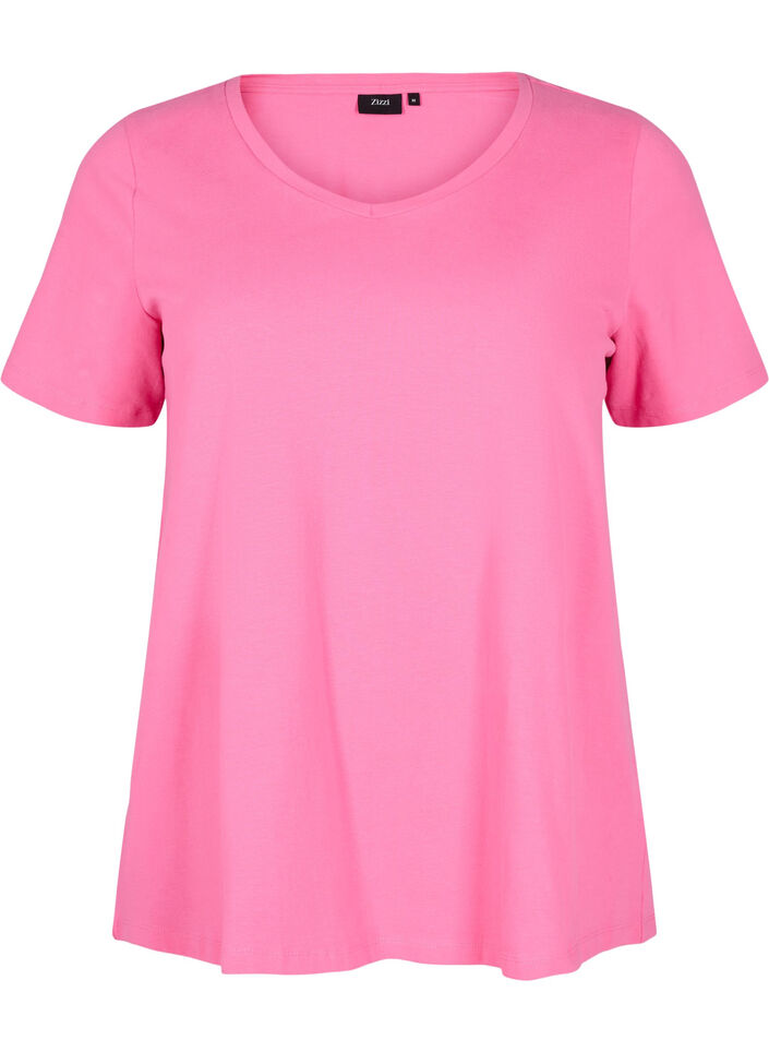 T-shirt basique en coton de couleur unie, Rose, Packshot image number 0