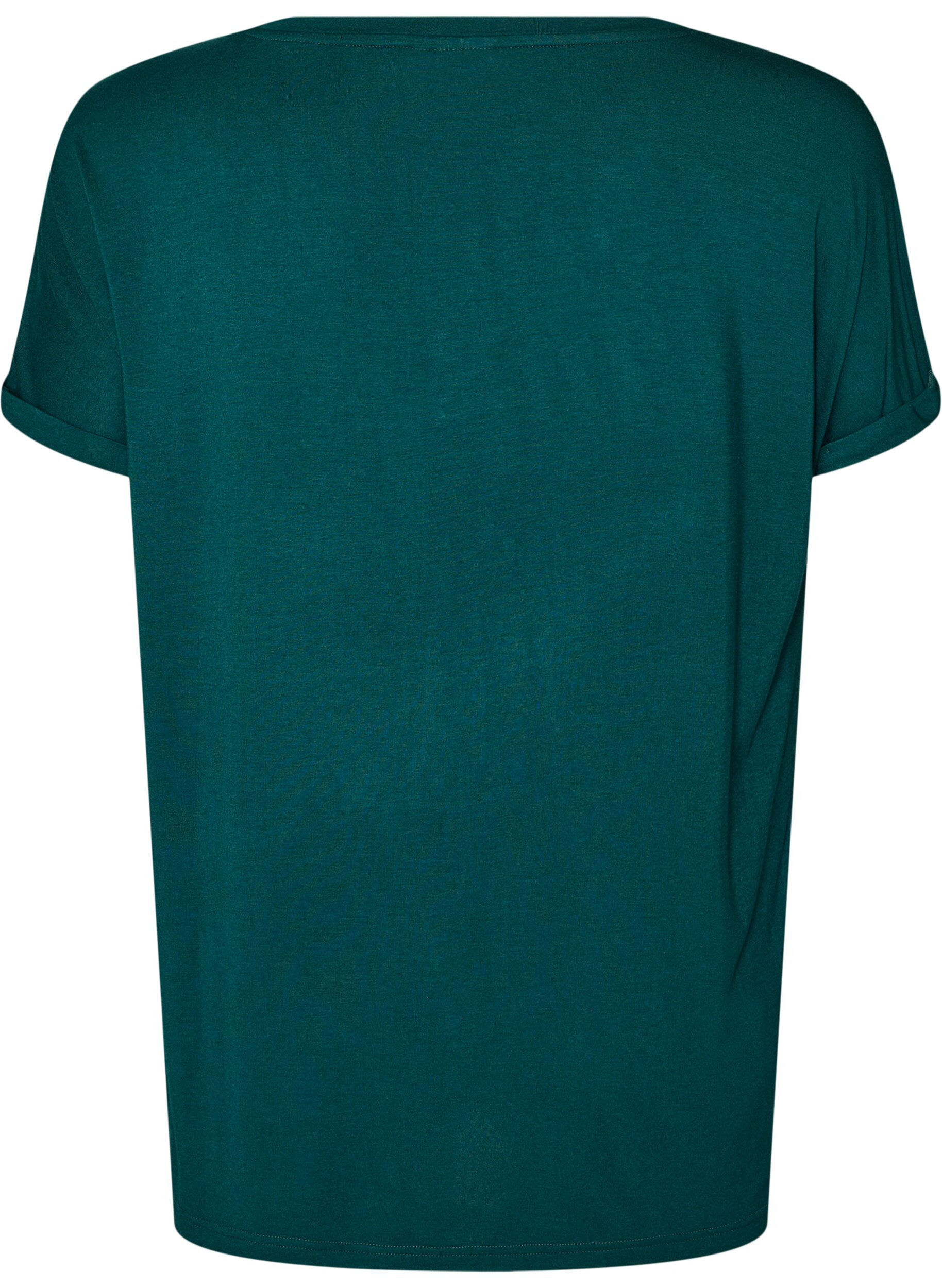 ZizziBasic T-Shirt aus Viskose mit V-Ausschnitt, Gr&uuml;n, Packshot image number 1