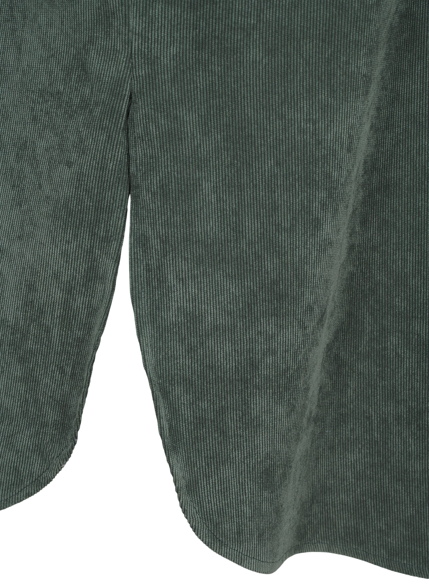 Zizzi Robe-chemise longue en velours c&ocirc;tel&eacute; et &agrave; boutons, Dark Forest, Packshot image number 3