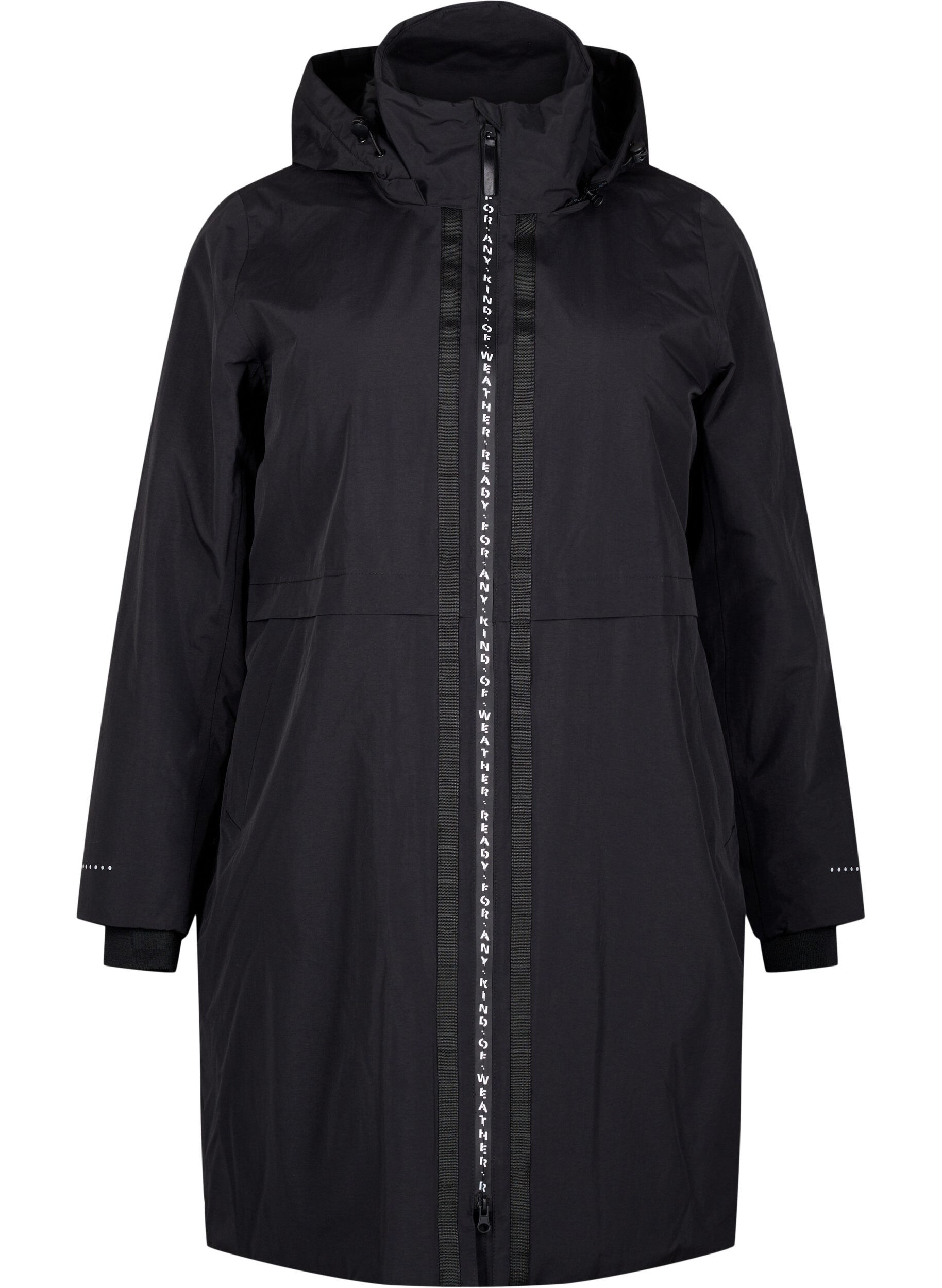 Zizzi Funktionaler Parka mit reflektierenden Details, Black, Packshot image number 0