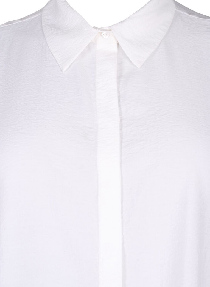 Chemise longue en viscose à manches courtes, Bright White, Packshot image number 2