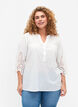 Bluse mit Spitzenbesatz und 3/4-Ärmeln, Bright White, Model image number 0