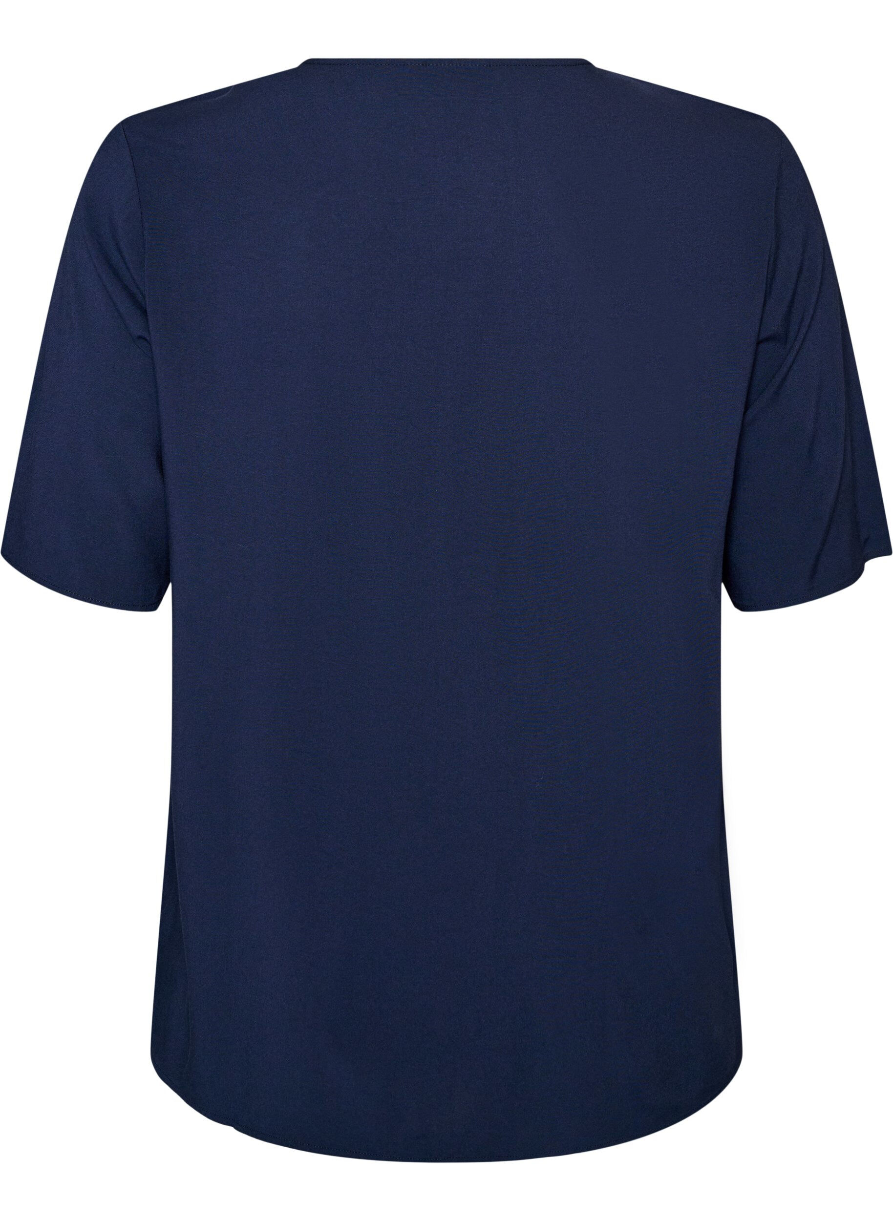 ZizziKurz&auml;rmelige, gewebte Bluse mit Rundhals, Blau, Packshot image number 1
