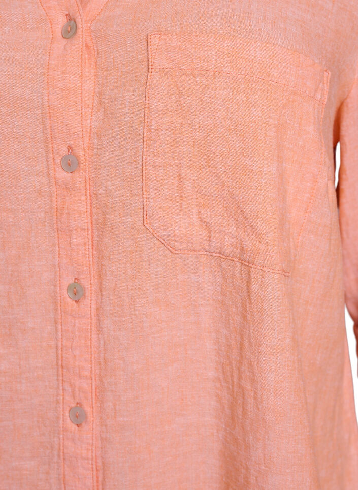 Bluse aus Leinen und Viskose mit 3/4-&Auml;rmeln, Orange, Packshot image number 2