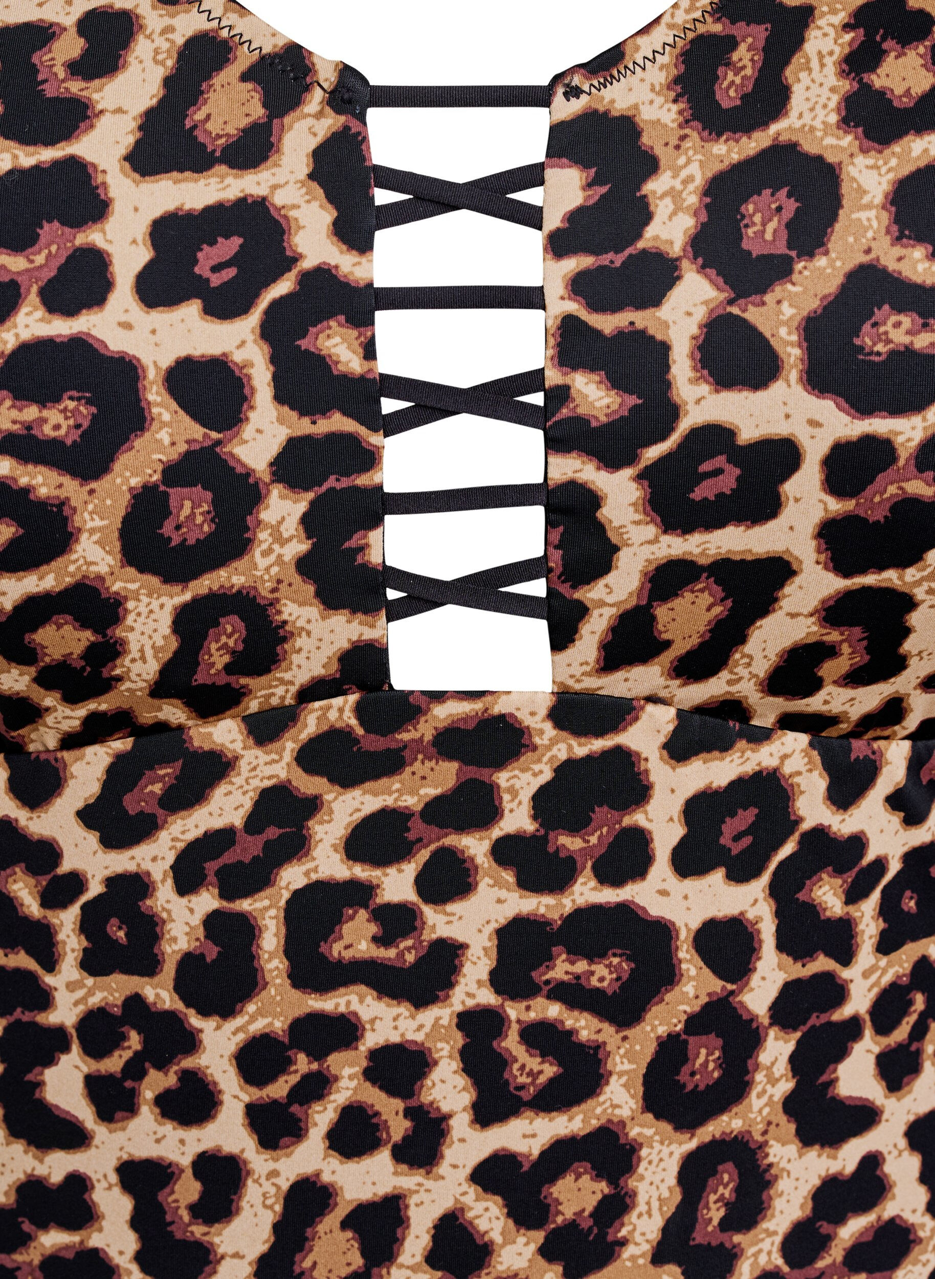 Zizzi Badeanzug mit Animal-Print und Schn&uuml;rdetails, Braun, Packshot image number 2