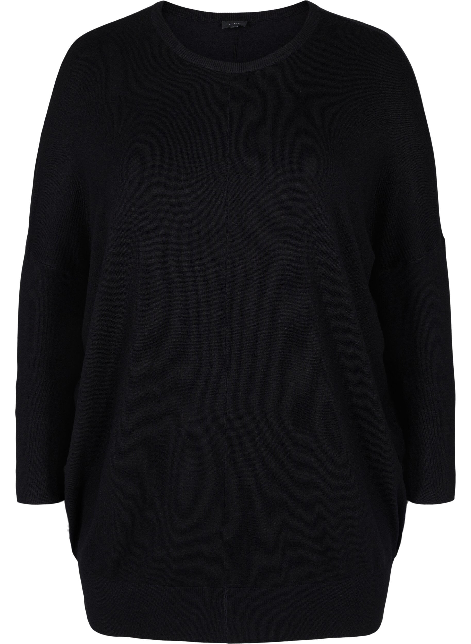 Zizzi Tunique en maille en m&eacute;lange de viscose, Black, Packshot image number 0