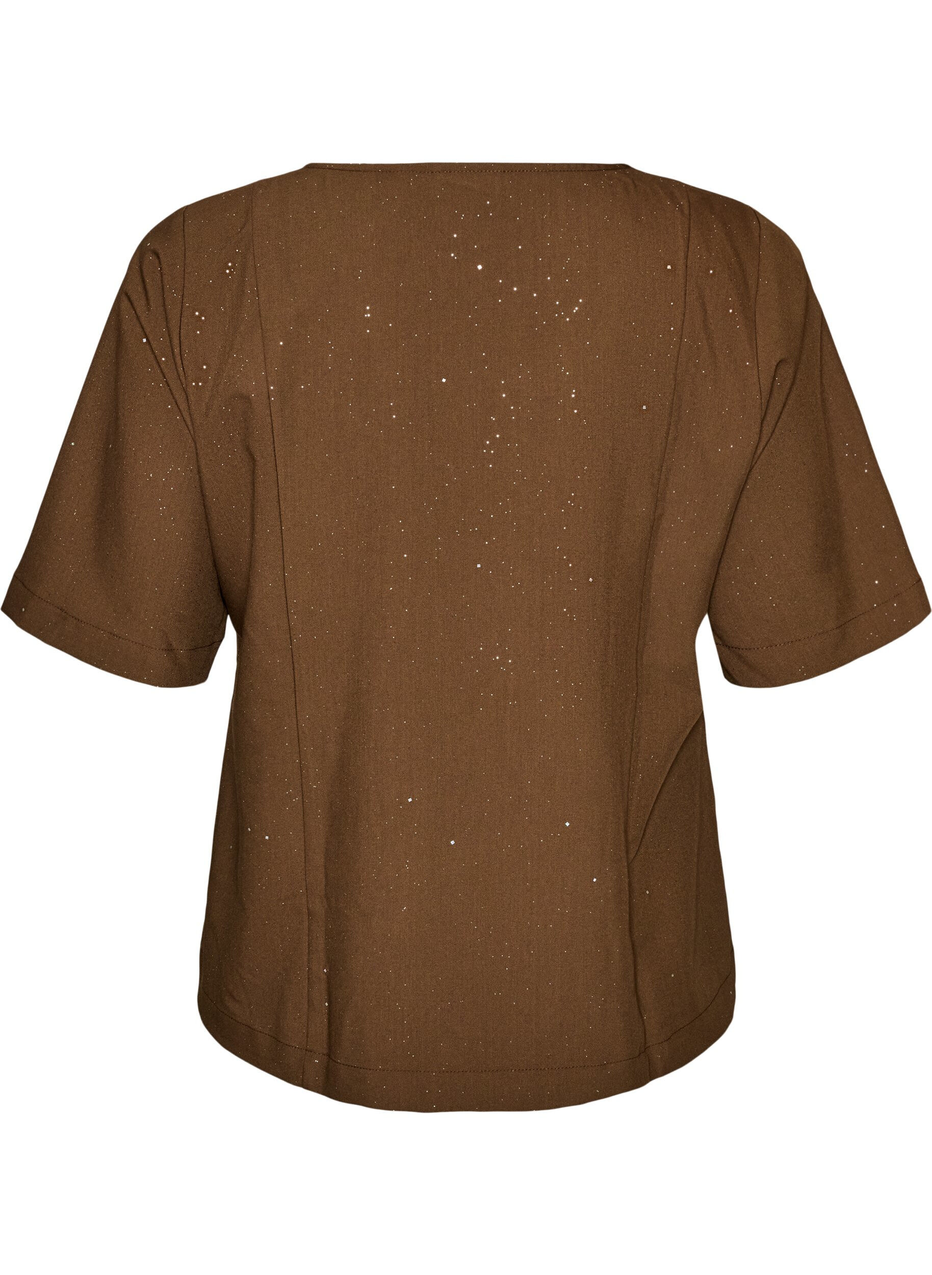 ZizziBlouse avec paillettes et col en V, Marron, Packshot image number 1