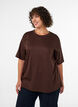 T-shirt avec strass et col rond, Marron, Model image number 0