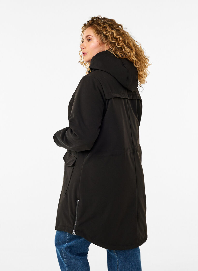 Wasserabweisende Softshell-Jacke mit Steppfutter, Schwarz, Model image number 2