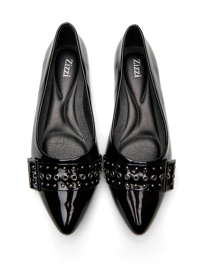 Extra-Weite - Ballerina mit Riemen und Nieten, Schwarz, Packshot image number 2