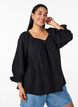 Bluse aus Baumwoll-Musselin mit 3/4-Ärmeln, Black, Model image number 0