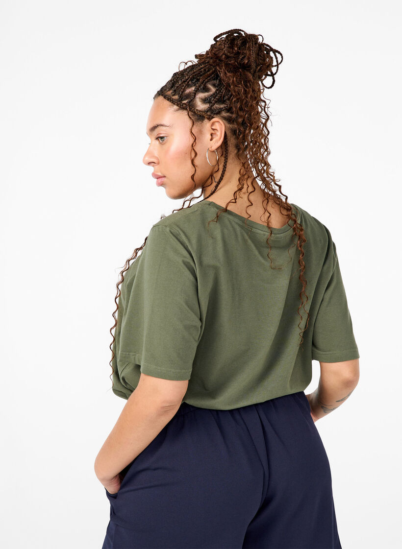T-shirt en coton bio avec détails brodés, Thyme, Model image number 1