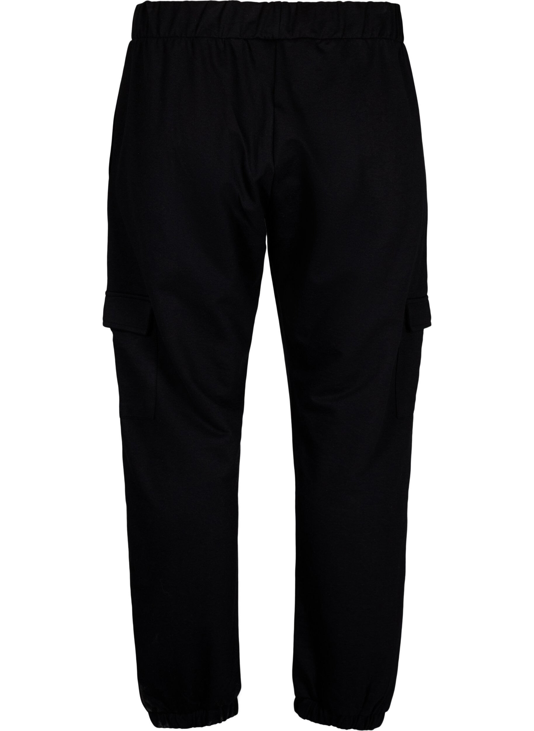 Zizzi Pantalon de surv&ecirc;tement avec poches cargo, Black, Packshot image number 1