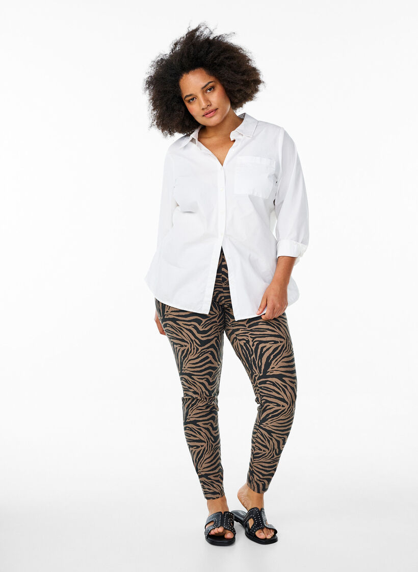 Leggings aus Viskose mit Zebraprint, Braun, Model image number 1