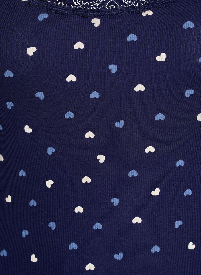 Top avec imprim&eacute; et bord en dentelle, Bleu, Packshot image number 2