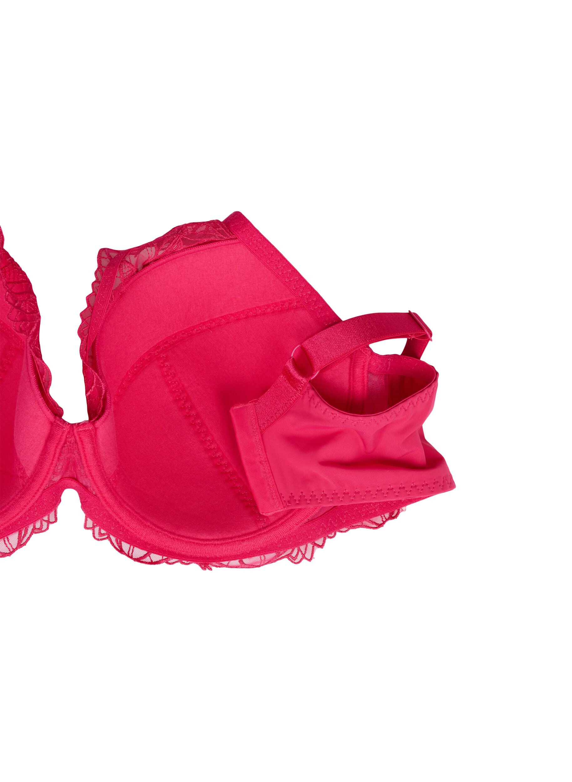 Zizzi Gepolsterter Spitzen-BH mit B&uuml;gel, Pink, Packshot image number 3