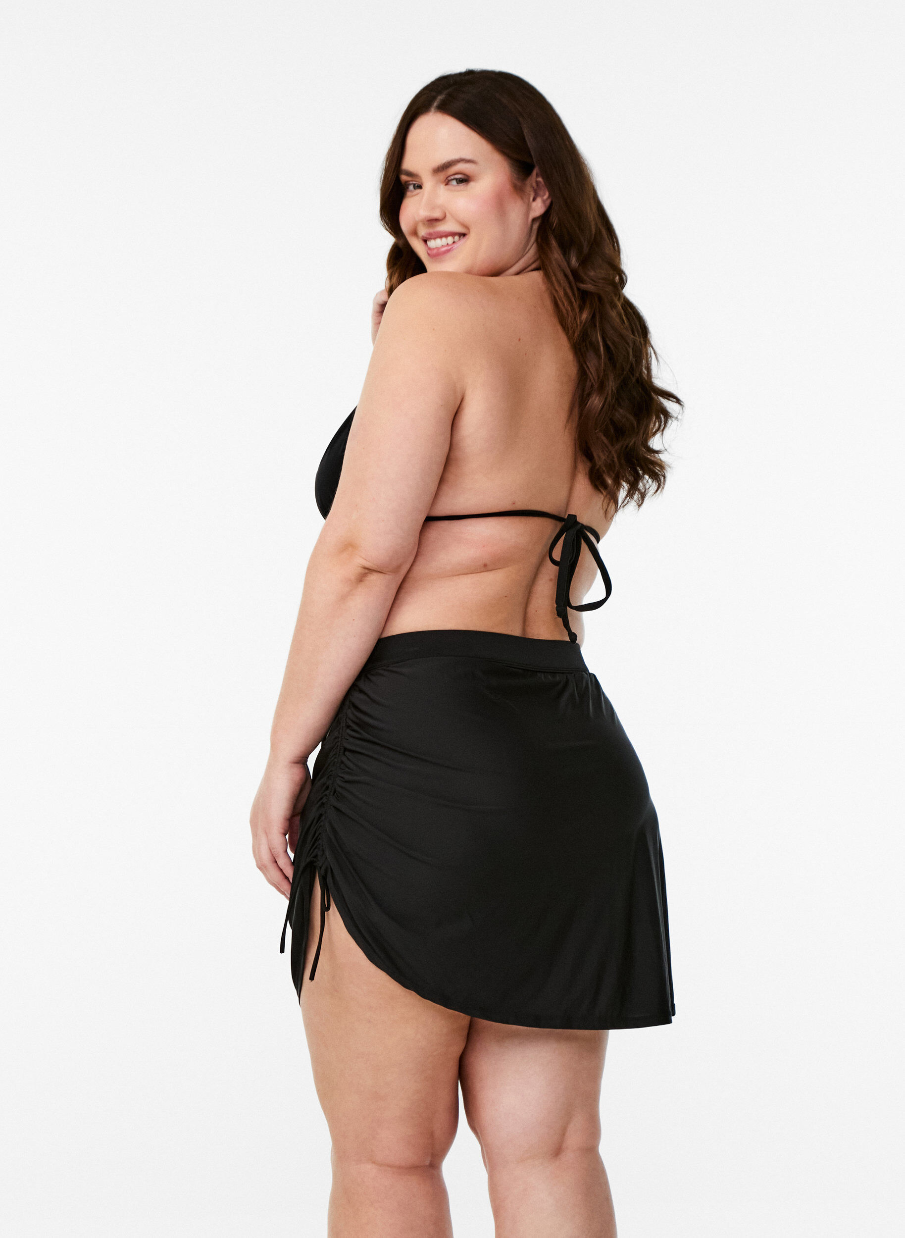 Zizzi BikinirRock mit eingen&auml;hter Hose, Schwarz, Model image number 2