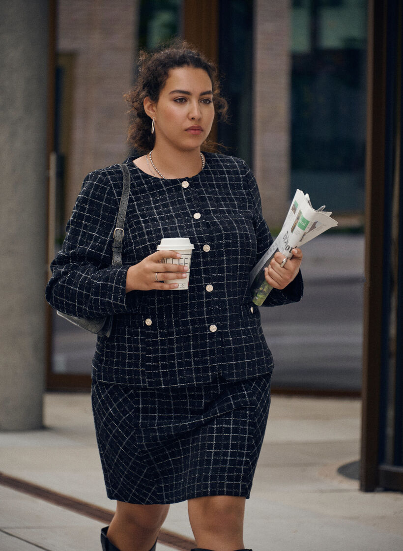 Jupe à carreaux, Noir, Image