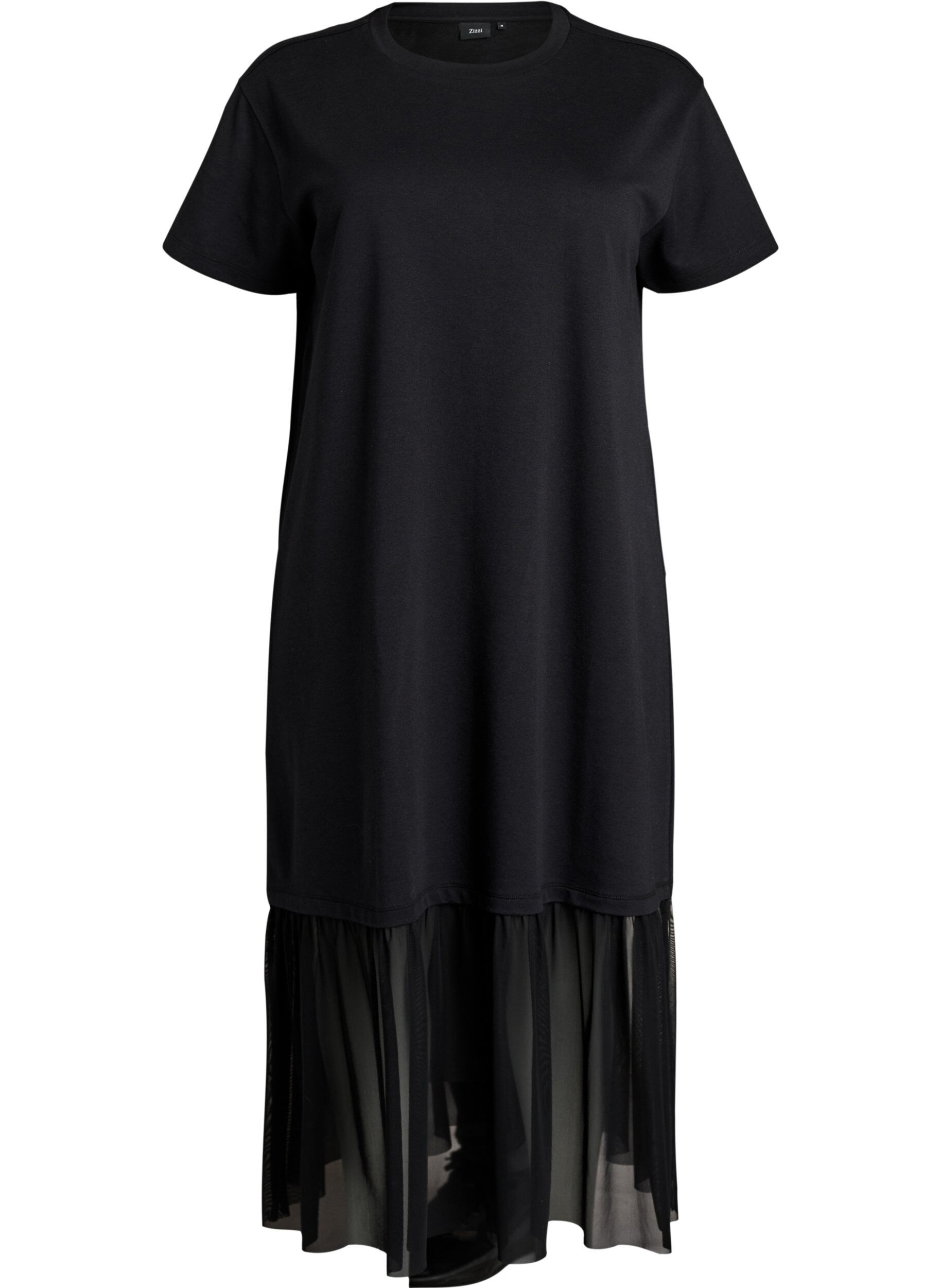 ZizziRobe t-shirt avec un ourlet en maille transparente, Noir, Packshot image number 0