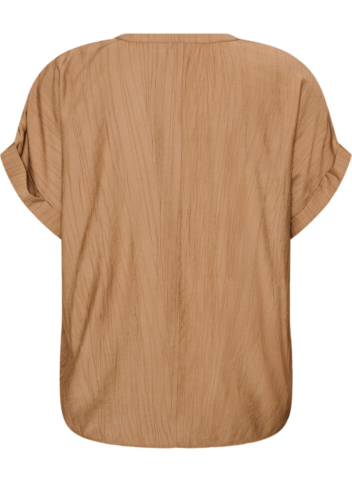 Bluse aus Viskose mit Kn&ouml;pfen und Struktur, Braun, Packshot image number 1