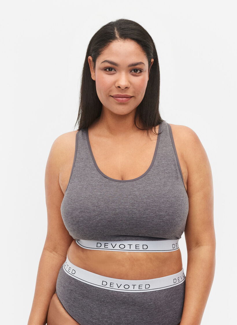Soutien-gorge chiné à encolure ronde, Medium Grey Melange, Model image number 0