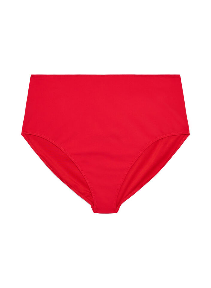 Bas de bikini taille haute uni, Rouge, Packshot image number 0