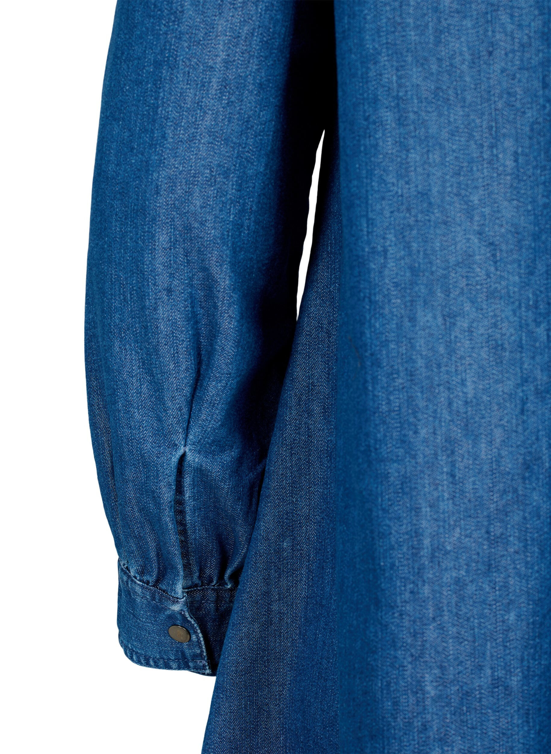 Zizzi Robe en jean &agrave; manches longues, Blue denim, Packshot image number 3